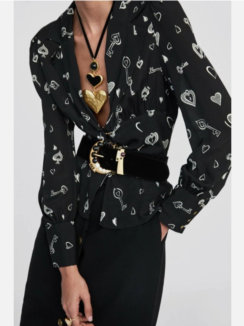 Zara Studio Heart and Key Print Shirt LIMITED EDITION - Size S